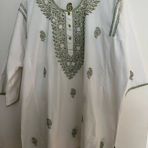 Lime green embroidered Indian cottonTunic